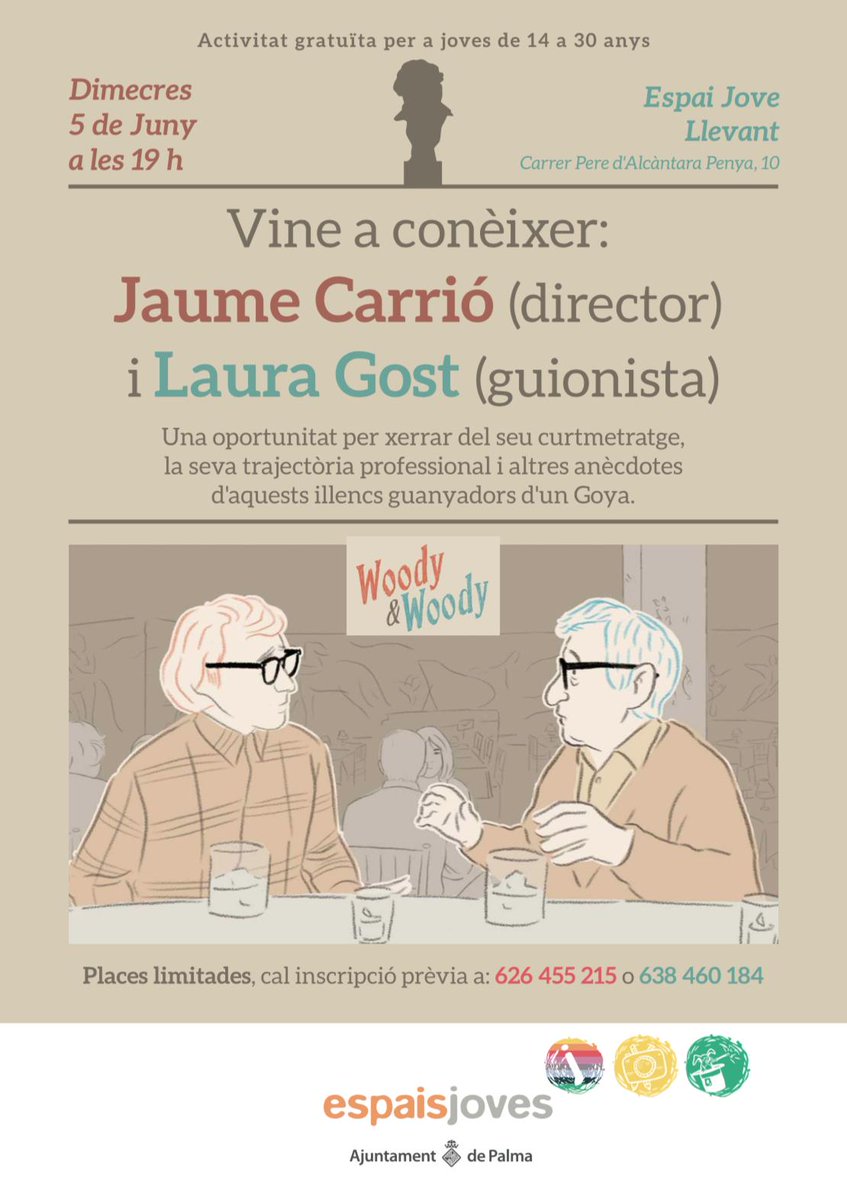 CONEIX ELS CREADORS DE <a href="/WoodyAndWoody/">Woody&Woody</a> 
Tota la informació sobre l'esdeveniment a la web! bit.ly/2wptkqs

r e s e r v e s ?

Joan Miquel, el Dinamitzador Creació Artística
Marga, la Dinamitzadora Arts Esceniques

Vos esperam!
