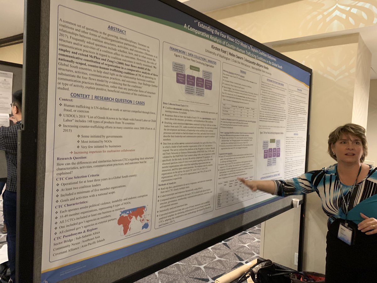ajsteinkephd's tweet photo. Highlight of today’s @icahdq @ICAOrgCom poster session: @KirstenFoot’s work on counter-human #trafficking coalitions in the Global South! Not only is it a comprehensive theoretical work, she also had #fairtrade chocolate to hand out to passers-by!! #ICA19 #ica_org https://t.co/azqDnAJ9Cj