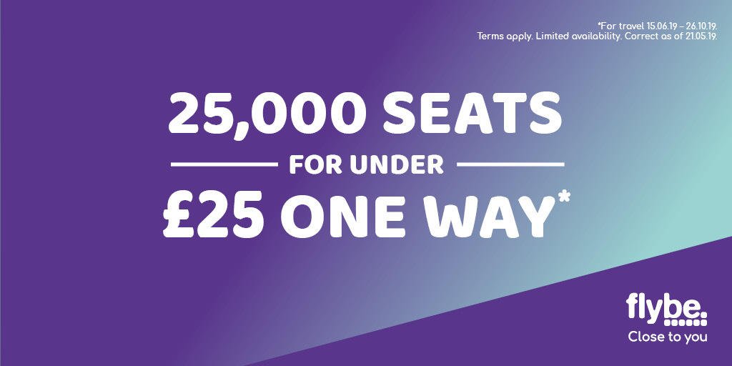 EDI_Airport's tweet photo. Explore somewhere new this summer, with 25,000 seats for under £25 one way* with @flybe. Includes selected flights from Edinburgh Airport 😎✈️ Book a getaway now: https://t.co/9O7UJIiQXq https://t.co/QvSq42rda8
