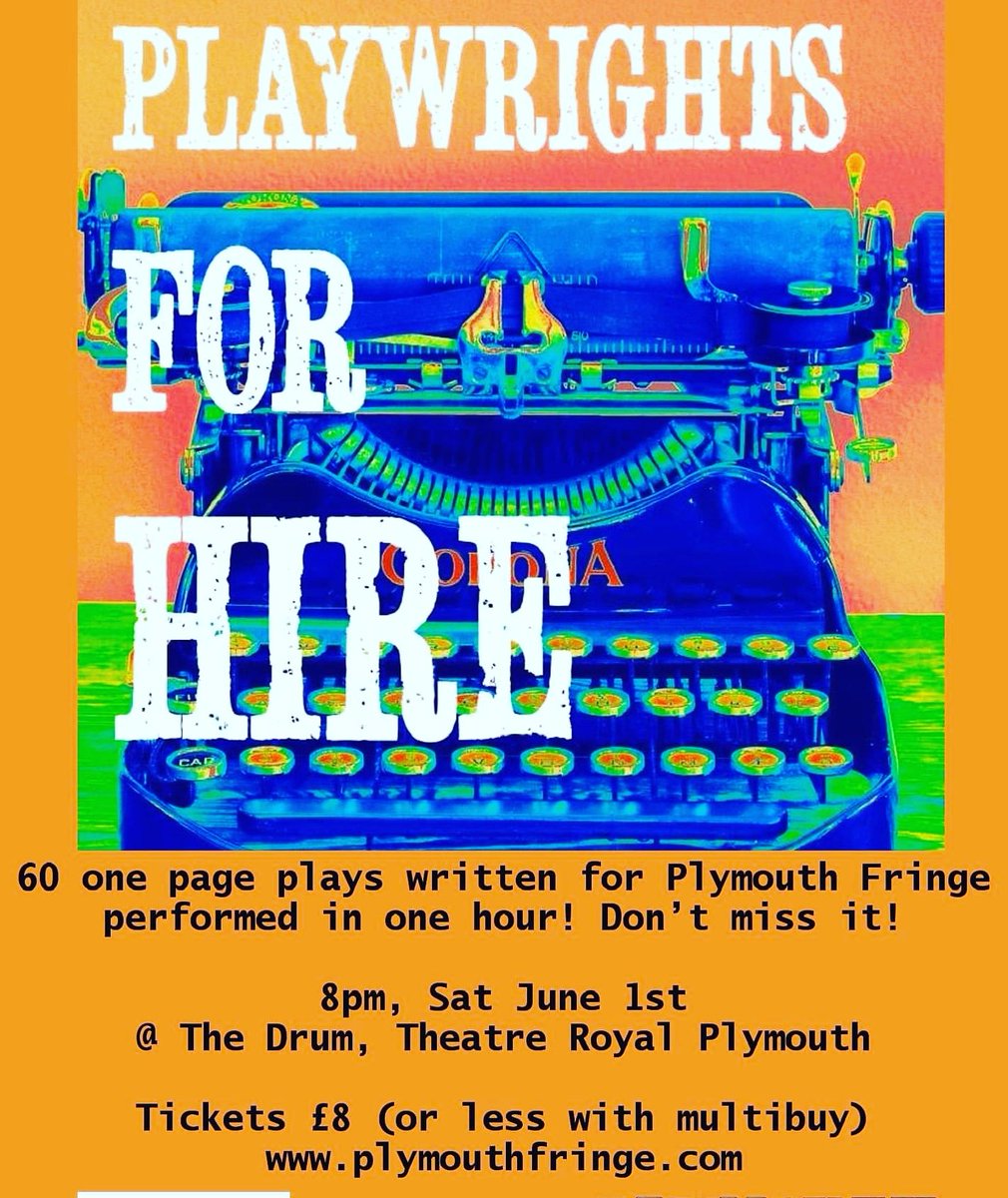 DownStageWrite1's tweet photo. Excited for our @PlymouthFringe adventure to start tomorrow! We'll be at @BarbicanTheatre in the afternoon-pay a pound get a 1 page play written just for you!

#PlymFringe #theatre #playwriting #Plymouth #newwriting #PlaywrightsforHire #downstagewrite https://t.co/GF9FYEURsg