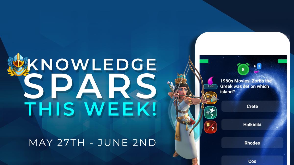 Knowledge Spars this week: May 27th - June 2nd

Get ready to compete in Spars about art, space, and more!

Learn more: triviaspar.com/2019/05/knowle…

#Trivia #brainteaser #blockchaintech