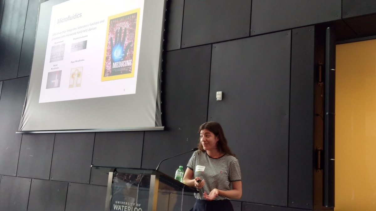 Synbiosymp's tweet photo. Kenza Samlali from @Concordia describing digital microfluidics for biosensor design #SynBio4 https://t.co/FrSQw4Hkdy