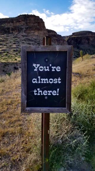 cbeckwith03's tweet photo. Best sign ever whether you’re on the trail or for life in general. Keep going because “you’re almost there!” #trailadvice #trailwisdom #MondayMotivation https://t.co/osduZ2ZFc9