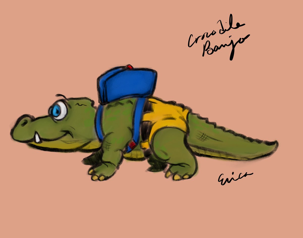 nothisisericab's tweet photo. .@SeanHicksART was playing #banjokazooie last night, so I decided to draw a little Crocodile Banjo. 😃Procreate is really fun to work with. ❤️❤️❤️ https://t.co/XnA0iy0wSb