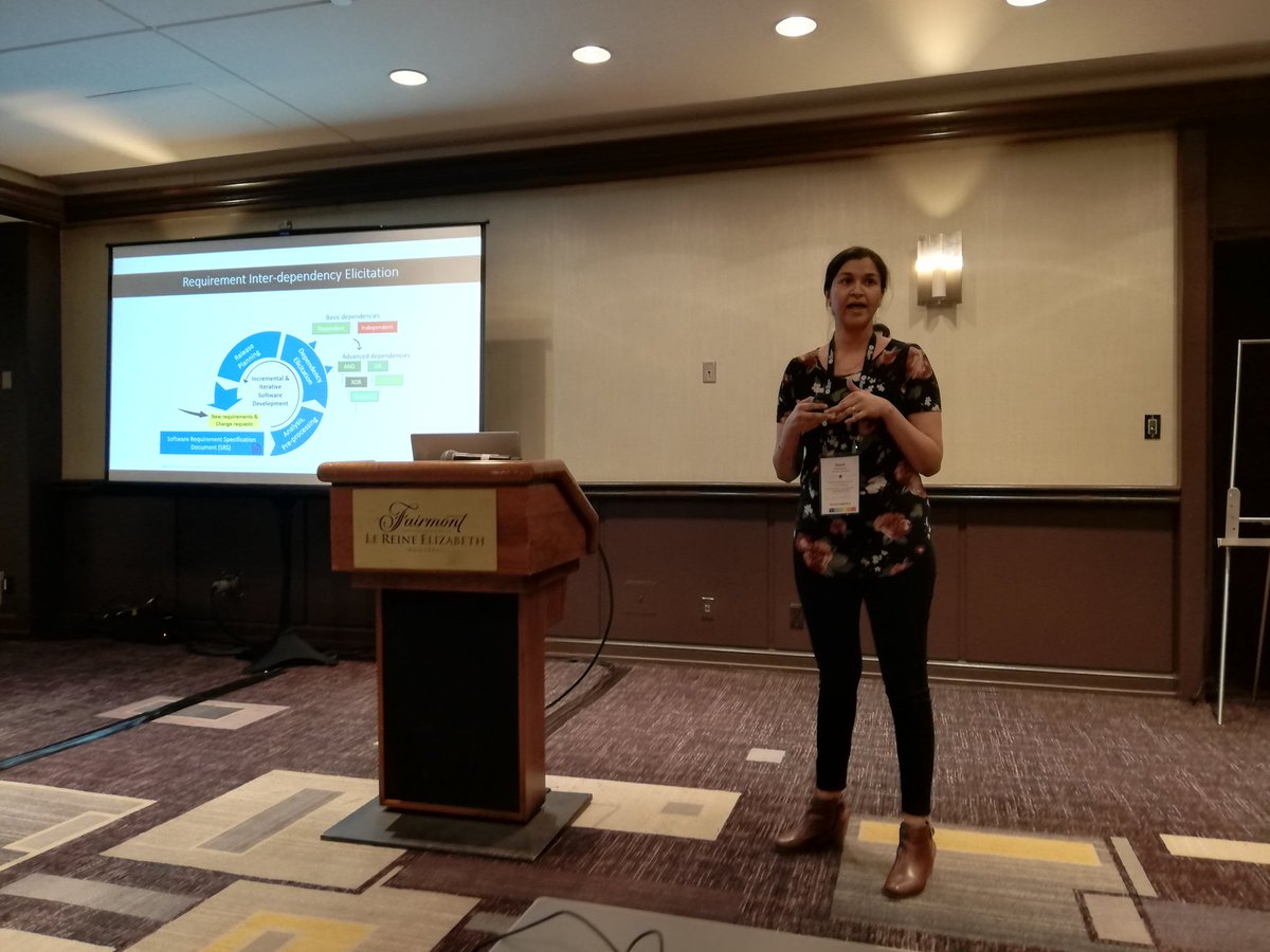Last lightning talk in #mise19: Gouri Deshpande presenting work on management of requirement inter-dependencies #icse19