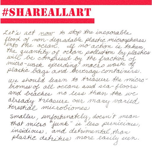 ElevateAging's tweet photo. So much public dialogue happens on social media; our project invites #OlderAdults to get involved--first on paper &amp; then here on Twitter. Here's an eloquent statement &amp; illustration representing one participant's concerns about plastic microspheres in the ocean. #SaveOurOcean https://t.co/Z1YRxJjbrq