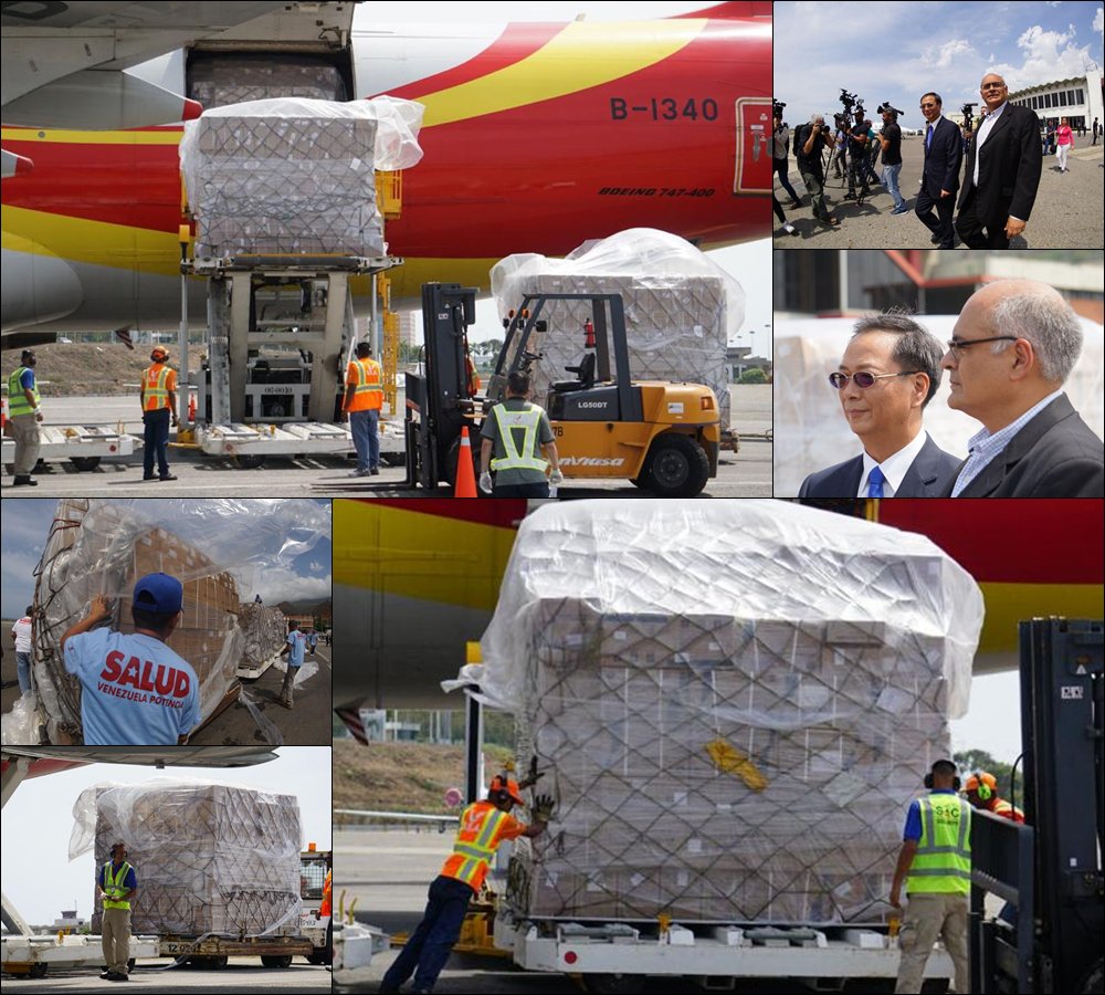 #EnFotos📸| Arriba al país 4ta entrega de Asistencia Técnica Humanitaria, con 269 Toneladas de medicamentos y material médico quirúrgico gracias a los acuerdos de cooperación establecidos entre la República Popular China y el Gobierno Bolivariano.

#VenezuelaLuchayTrabaja