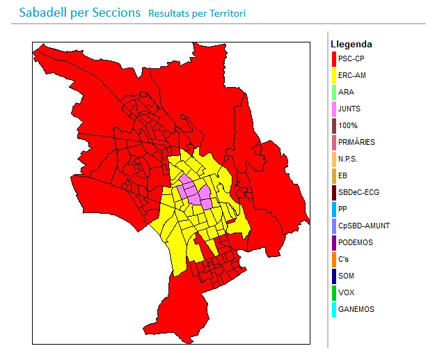marcossul's tweet photo. Brutal. Una dins l'altra, com matrioixques, la #Sabadell juntaire, la republicana i la socialista. Penso, en general, que una paraula val més que mil imatges, però, en aquest cas, me les haig d'empassar, aquestes paraules. Tres colors, mil matisos, una sola ciutat. #26M #26MSBD https://t.co/snmSyTnCmI