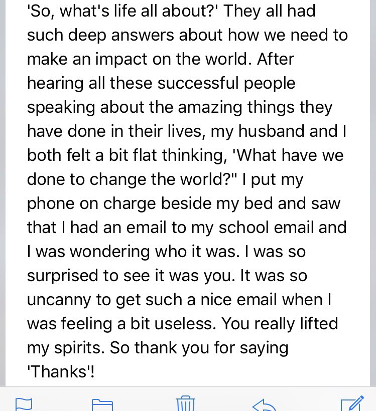 Over the weekend I decided to email my final supervising prac teacher to update her and also remind her of how thankful I am to have been mentored by her. This was part of her response.. #SayThankyou #AnhsBrushWithFame 💛