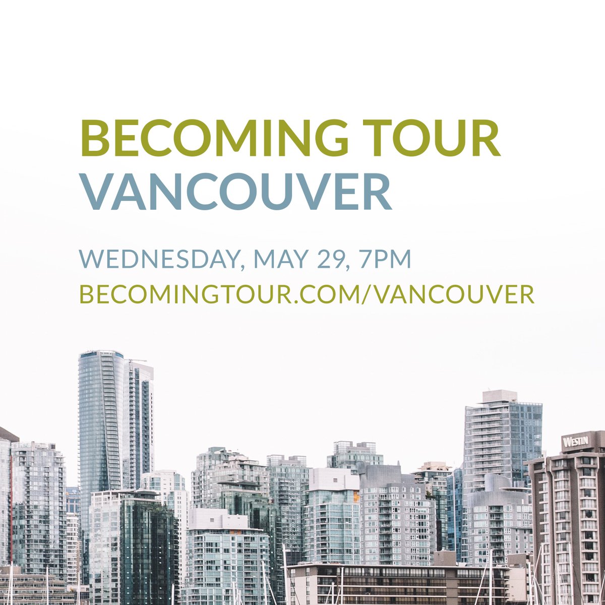 In two days I'll be speaking here in Vancouver, and I'd love to see you if you can make it out. Details &amp; tickets: becomingtour.com/vancouver :)