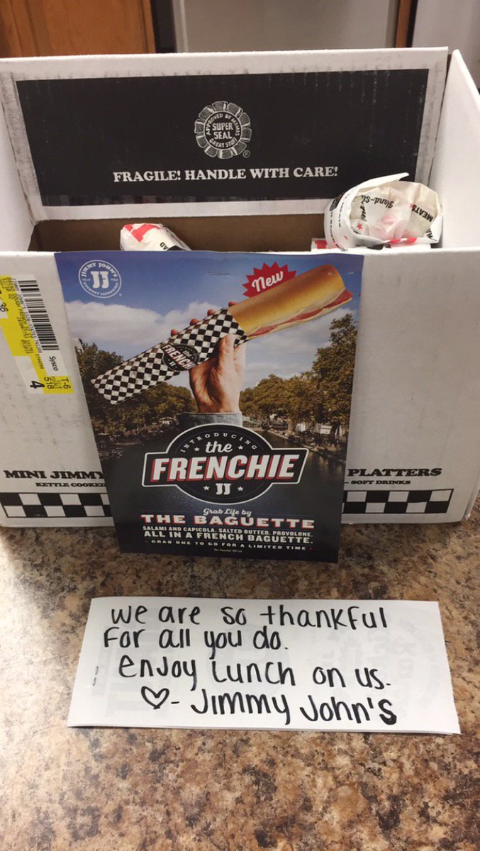 statesborofire's tweet photo. Thank you to @jimmyjohns for providing lunch for our firefighters and staff this weekend, and for your continued support of your #StatesboroFire. #FreakyFastFreakyGood https://t.co/kHT5eAVVap