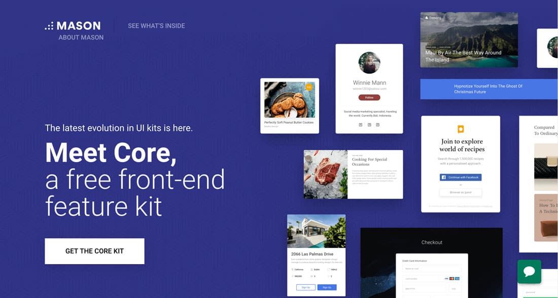 designshack's tweet photo. Jump start your website design with Core, a front-end feature kit packed with essential project building blocks. You can get it free from Mason! https://t.co/9vw77qSrlh https://t.co/o4HYS5rupz