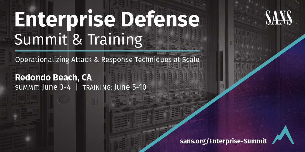 SANSInstitute's tweet photo. The #EnterpriseDefenseSummit will focus on attack emulation strategies and response techniques that organizations can use to measurably improve their security program. Register today: https://t.co/FVNXL2qvHa https://t.co/NdEFsELJs5