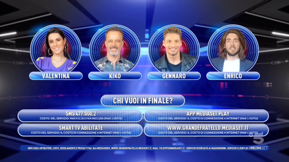 gf16_official's tweet photo. Scegli chi vuoi in finale tra Valentina, Kikò, Gennaro ed Enrico!
#GF16 https://t.co/9X0J6Z8NV6