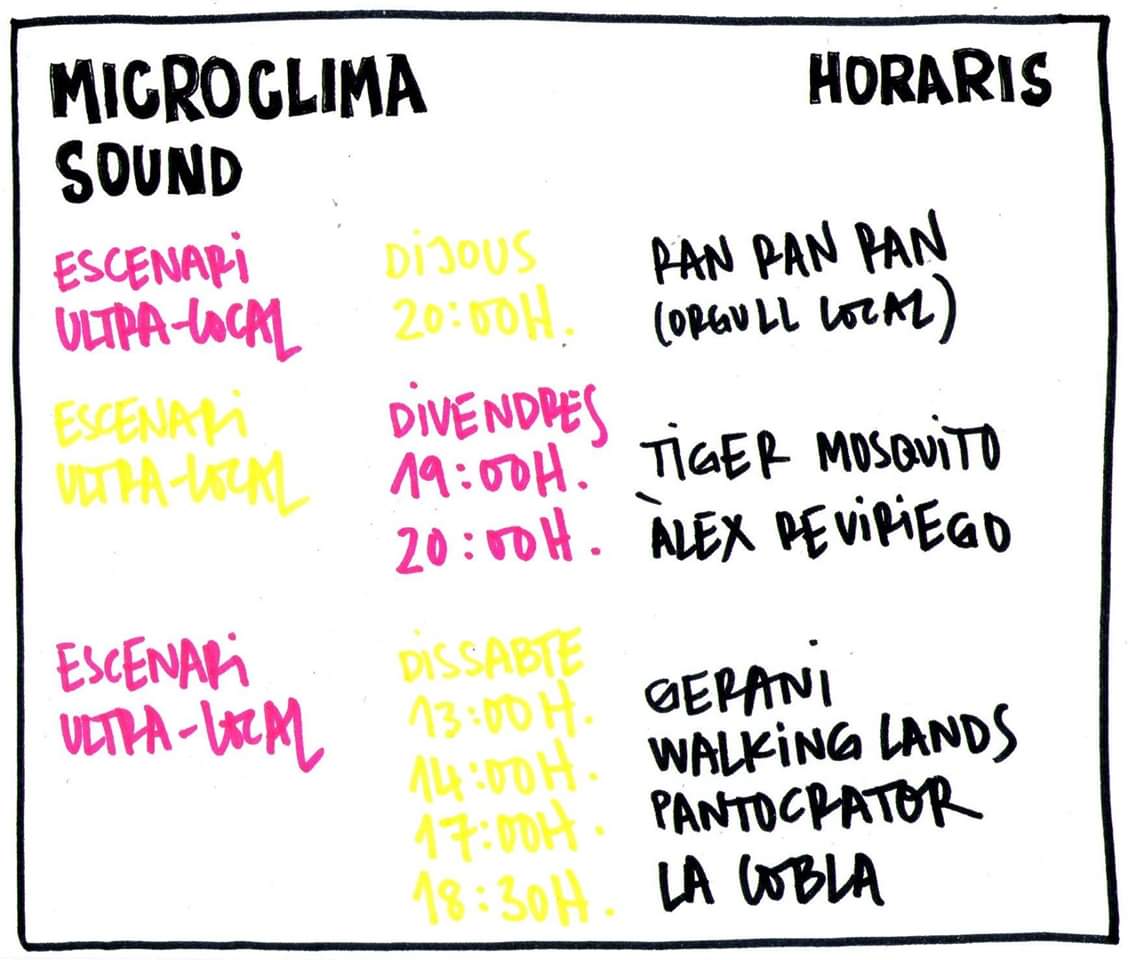 aquesta_nit's tweet photo. Ja tenim els horaris del #MicroClimaSound! Diria que no hi ha solapamentes d'aquelles que dius...'Joder, per què?!?!?'
Obren, dijous, els habituals i imprescindibles @RanRanBand amb un repertori molt especial!
Ok, let's go, penya, let's go! https://t.co/dZnOHvE8cv
