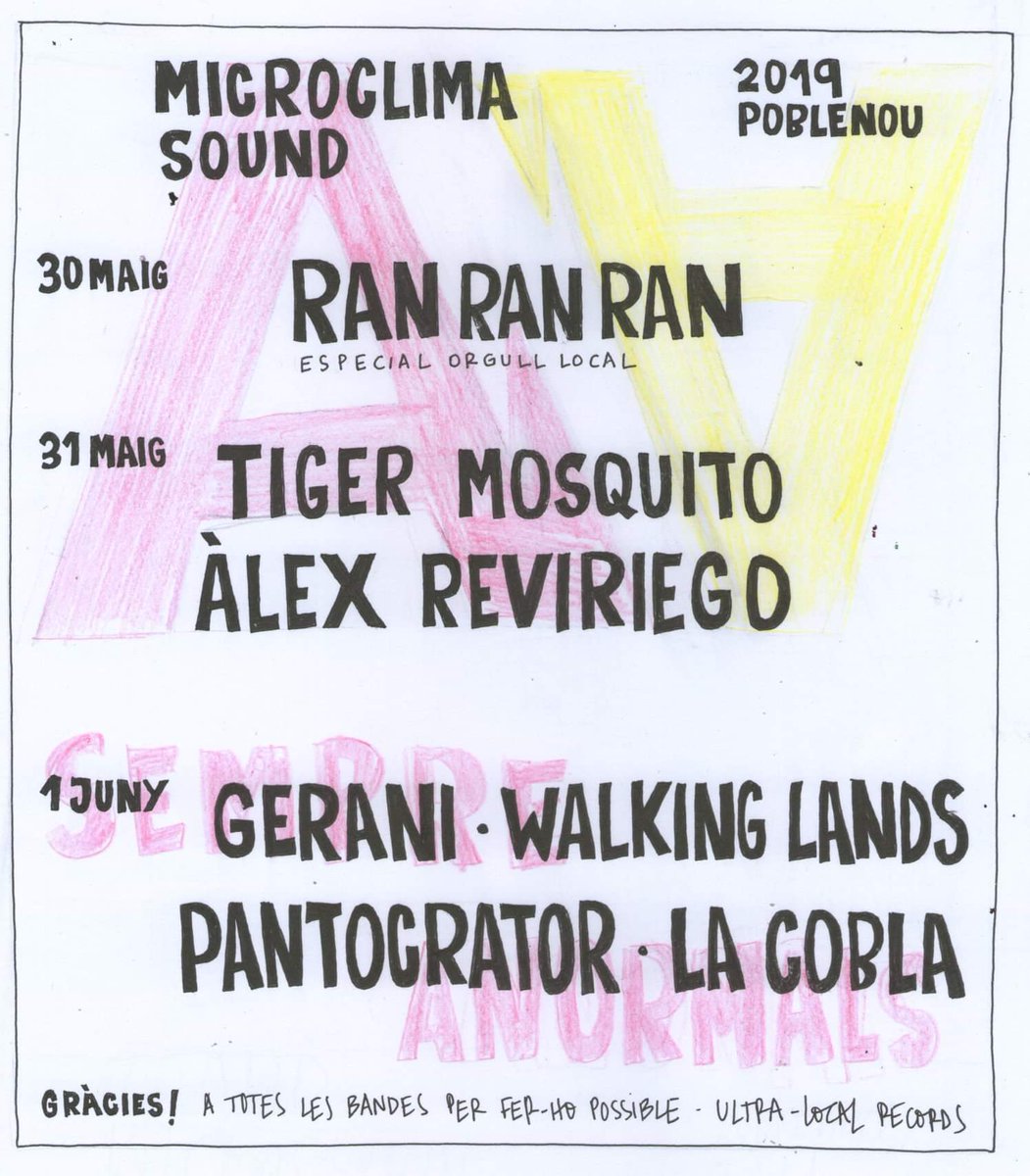 aquesta_nit's tweet photo. Ja tenim els horaris del #MicroClimaSound! Diria que no hi ha solapamentes d'aquelles que dius...'Joder, per què?!?!?'
Obren, dijous, els habituals i imprescindibles @RanRanBand amb un repertori molt especial!
Ok, let's go, penya, let's go! https://t.co/dZnOHvE8cv