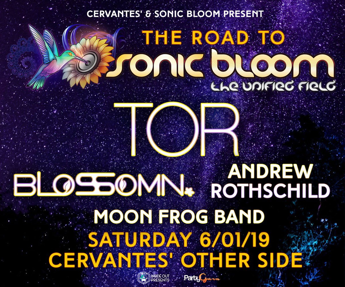 CervantesDenver's tweet photo. The Road To @SONIC_BLOOM is happening this weekend!
Get ready for #TorMusic with #Blossomn, #AndrewRothschild and @MoonFrogMusic Band at Cervantes' Other Side THIS SATURDAY, June 1st.
Tickets: https://t.co/BufNmJHMoq
Supported by @InsideOutPres & @PartyGuruUS https://t.co/SejehnUAbf
