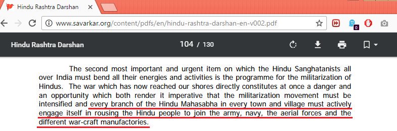 Myth_Busterz's tweet photo. #HeightsOfShamelessness 

#VeerSavarkar, in "Hindu Rashtra Darshan" — Mahasabha/ RSS should join forces under British. [while Netaji was organizing Army to fight British] https://t.co/SDcZLfQk3W