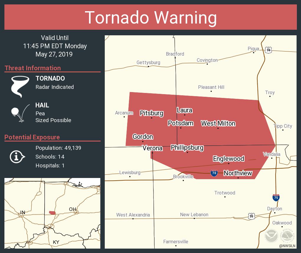 Tornado Warning including Englewood OH, Clayton OH, Union OH until 11:45 PM EDT