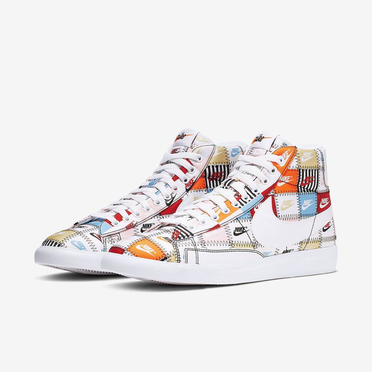 nike blazer patchwork on feet