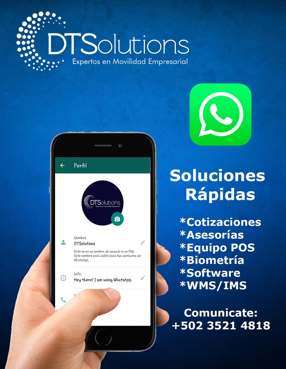DTSolutions_CA's tweet photo. Ya nos encontramos en #WhatsApp!!
#Soluciones #Empresariales
#Respuesta #Inmediata
Más información al: +502 35214818 https://t.co/ICNccEOen5
