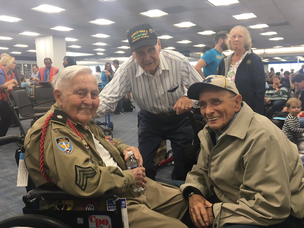 IAD was privileged to have several WWII vets travelling to AMS on their way to Normandy for the 75th anniversary of D-Day. Words are not enough gentlemen! We thank you and honor the fallen this Memorial Day. @susannesworld <a href="/OmarIdris707/">Omar Idris</a> <a href="/HendyGeorge/">George Hendy</a> <a href="/papabob61/">Bob Parker</a>
