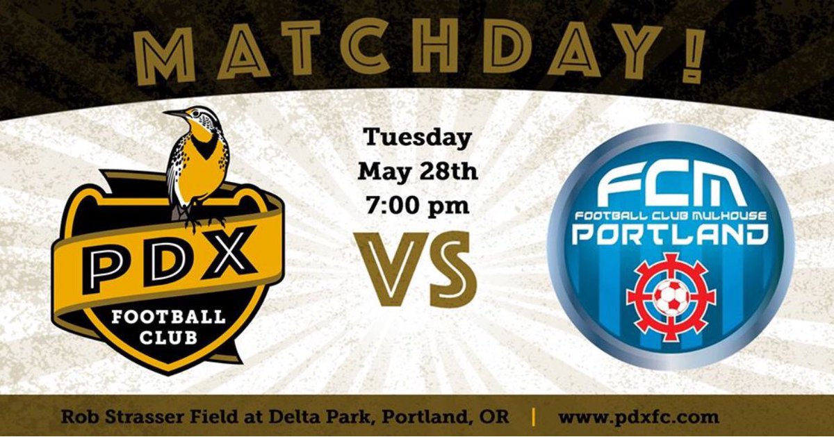 It’s time for the 1st PDX Derby of the season! Come support PDX FC as we take on our rivals <a href="/FCMPortland/">FC Mulhouse Portland</a> tomorrow night at Delta Park - Strasser Field! #npsl
