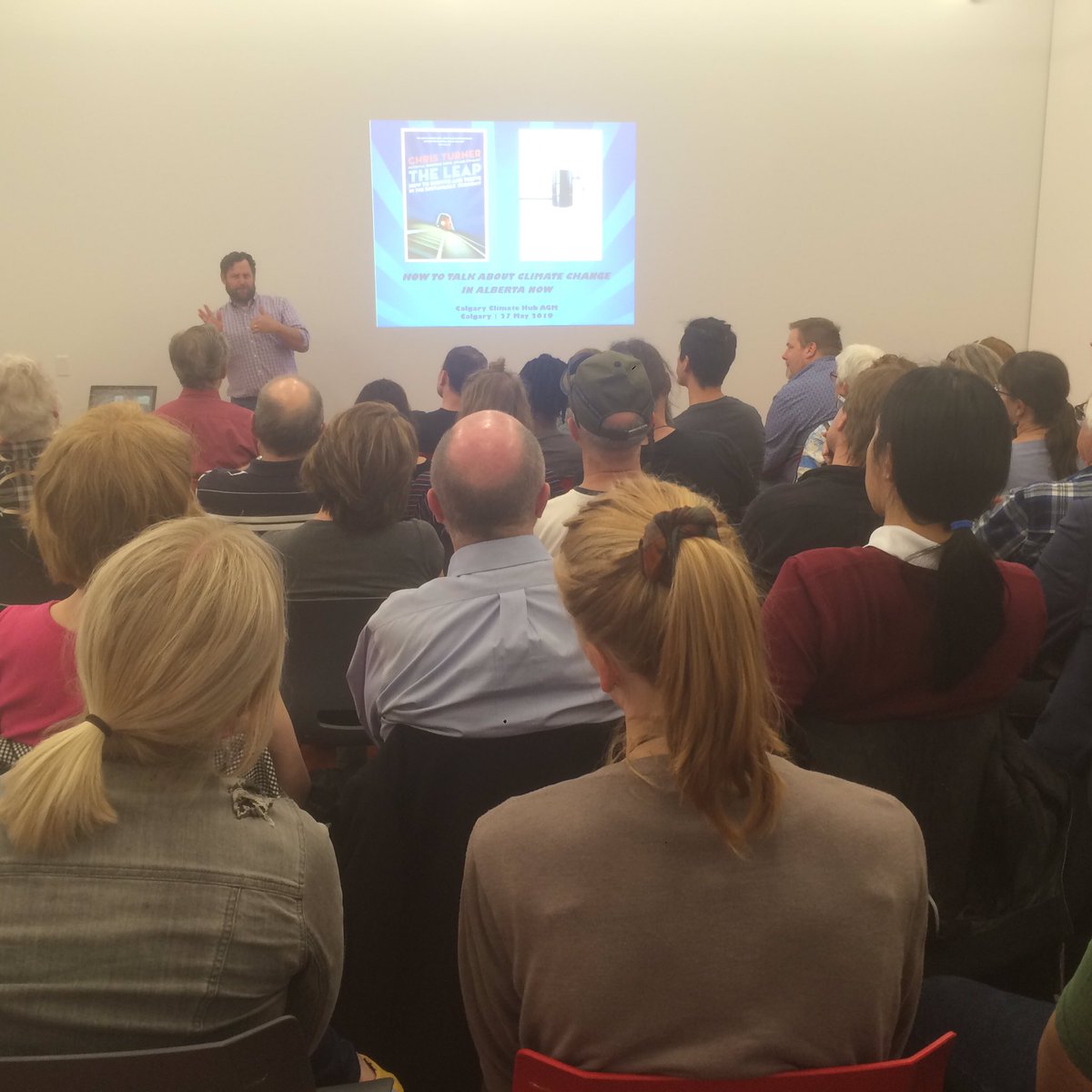 Aida_YYC's tweet photo. A packed room at the @ClimateHubYYC first AGM! With @theturner presenting. So proud to be part of advancing #climate action in #Calgary https://t.co/ISgj68ozE1