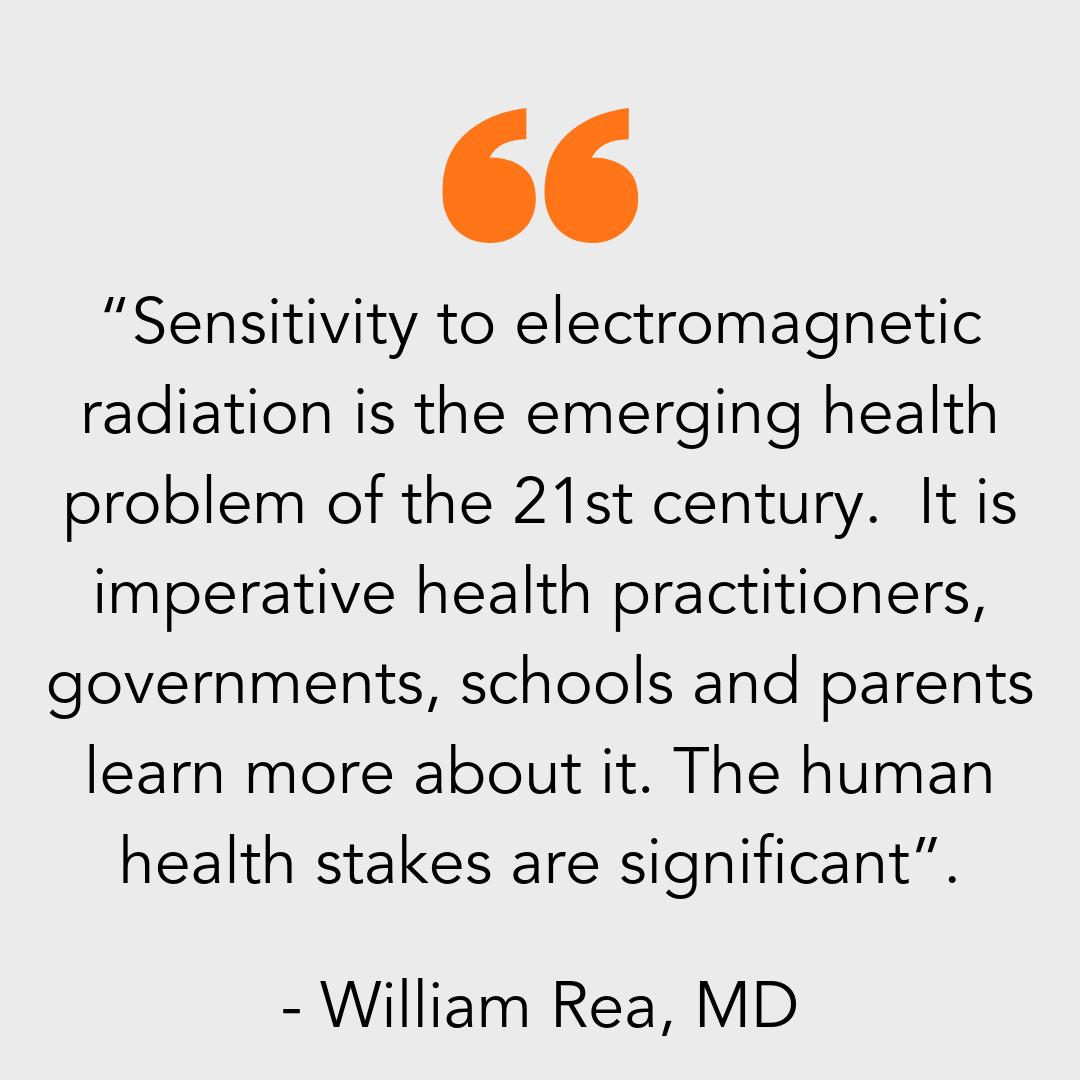 emfconference's tweet image. “Sensitivity to electromagnetic radiation is the emerging health problem of the 21st century.  It is imperative health practitioners, governments, schools and parents learn more about it. The human health stakes are significant”. 

- William Rea