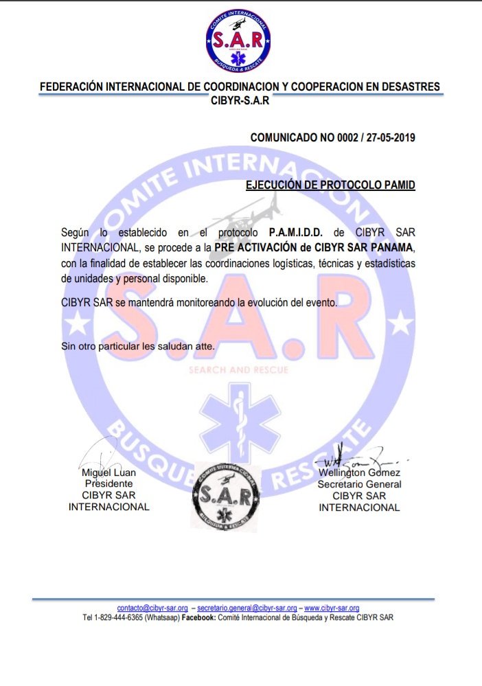 halconSAR's tweet image. Por aviso preventivo de 72hrs,Halcones CIBYR SAR Panamá preactiva a todas sus unidades en apoyo a contingencias en territorio panameño @CIBYR123