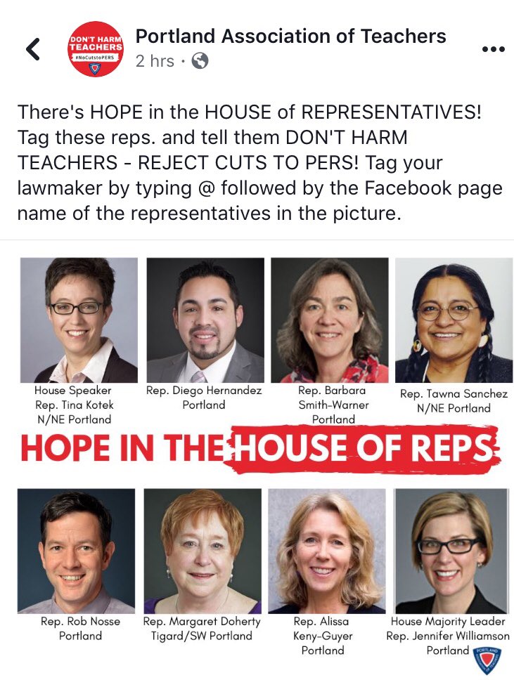 tell @ORHouseDems to keep their #HandsOffPers. Leave teachers retirement alone. @RobNosse @TinaKotek @RepBSW @Jennifer_for_OR @diego4oregon @RepTawnaSanchez @alissakg