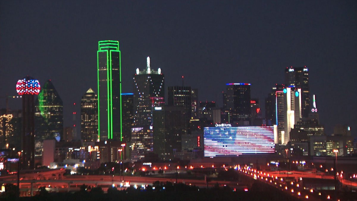 Dallas Skyline At Night Red Downtown Dallas Night Photograph, Red