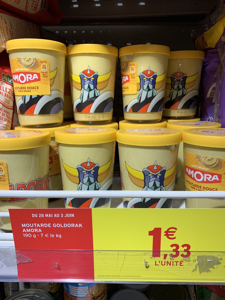 1 semaine que j’attends !!! Il est là mon #goldorak !!!!! #moutarde #amora #intermarche