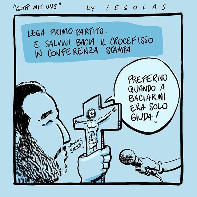Gott mit uns
.
.
.
.
#europee2019 #elezionieuropee2019 #europee #elezionieuropee #salvini #europa #crocefisso #satirapolitica #satira #lega #vignetta #fumetto #stripblog #digitalart