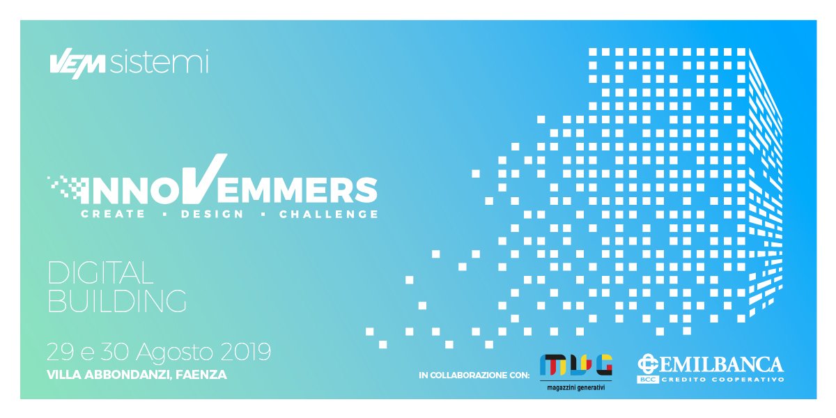 vemsistemi's tweet photo. #CALL4STUDENTS: ritorna #InnoVemmers Challenge, la seconda edizione dell’evento che unisce FORMAZIONE, CONTAMINAZIONE, GENERAZIONE, SFIDA, quest'anno sarà organizzata in collaborazione con il MUG - Magazzini Generativi di Bologna ed EMILBANCA.
Candidati su https://t.co/RAHfUndqoj https://t.co/08ZmbaqQLL