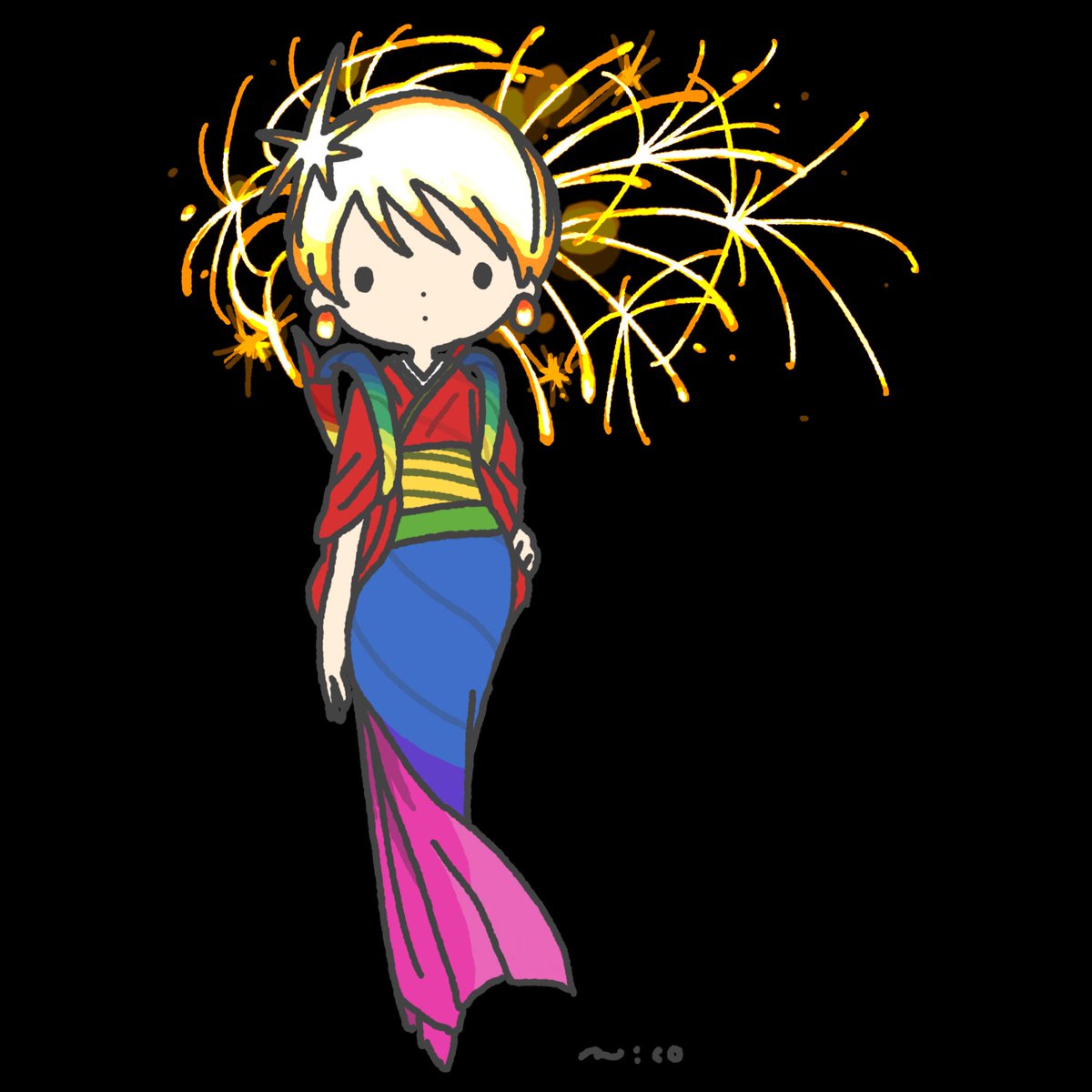 「Fireworks?

#花火の日 」|paricoのイラスト