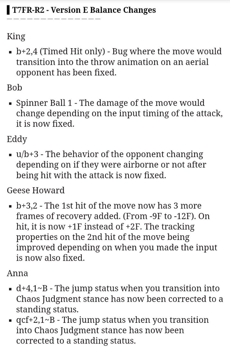 yakuzaguru94's tweet photo. Tekken 7 FR-R2 - Version E Balance Change
#TEKKEN7 #Tekken #patch_notes
New update
#PS4 #Steam #XboxOne
Gesse B3 -12F @chikurintut https://t.co/cs2Grazt40