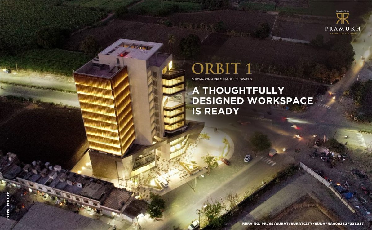 pramukhgroup's tweet photo. A uniquely designed space in the rapidly growing commercial area of Surat is now ready. Experience the supremacy and elegance at your workspace with Orbit 1.

For more details click on the link: https://t.co/KnrFzKhFaX

#PramukhGroup #Orbit1 #CommericalSpace #Surat https://t.co/vGBPKljzpx