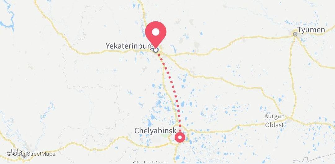 Карта челябинск екатеринбург расстояние