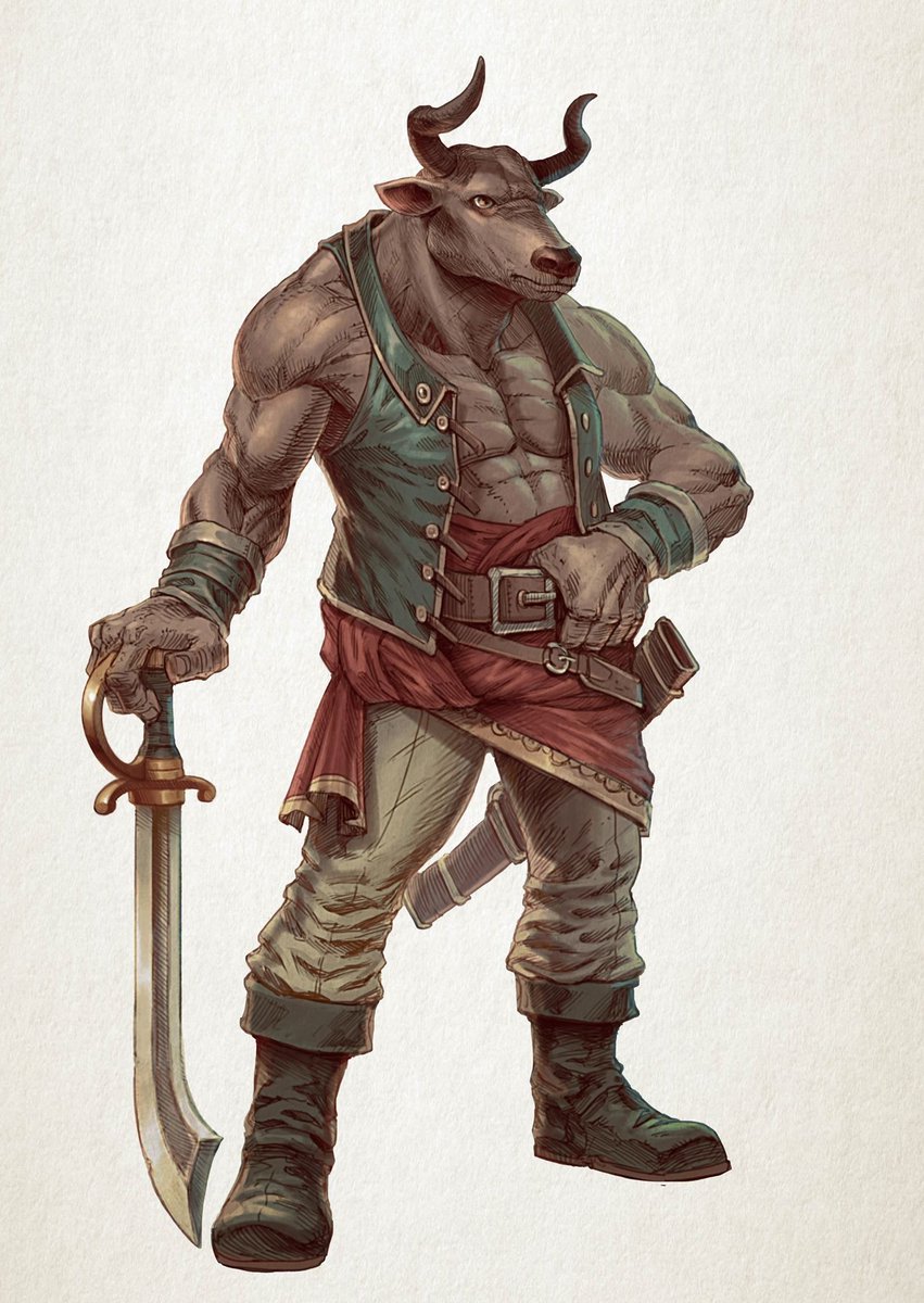 PhilBeckwithDnD's tweet photo. #RexDraconisRPG
The Tiberos Minotaur: 
Gifted sailors, deep with culture &amp; strong in values. Known for honor &amp; courage in battle.
They're generally born into the Minotaur Empire, though some leave for adventure &amp; glory. The Empire boasts the greatest naval fleet in Tiberos
#ttrpg https://t.co/SMmWmTHjgk