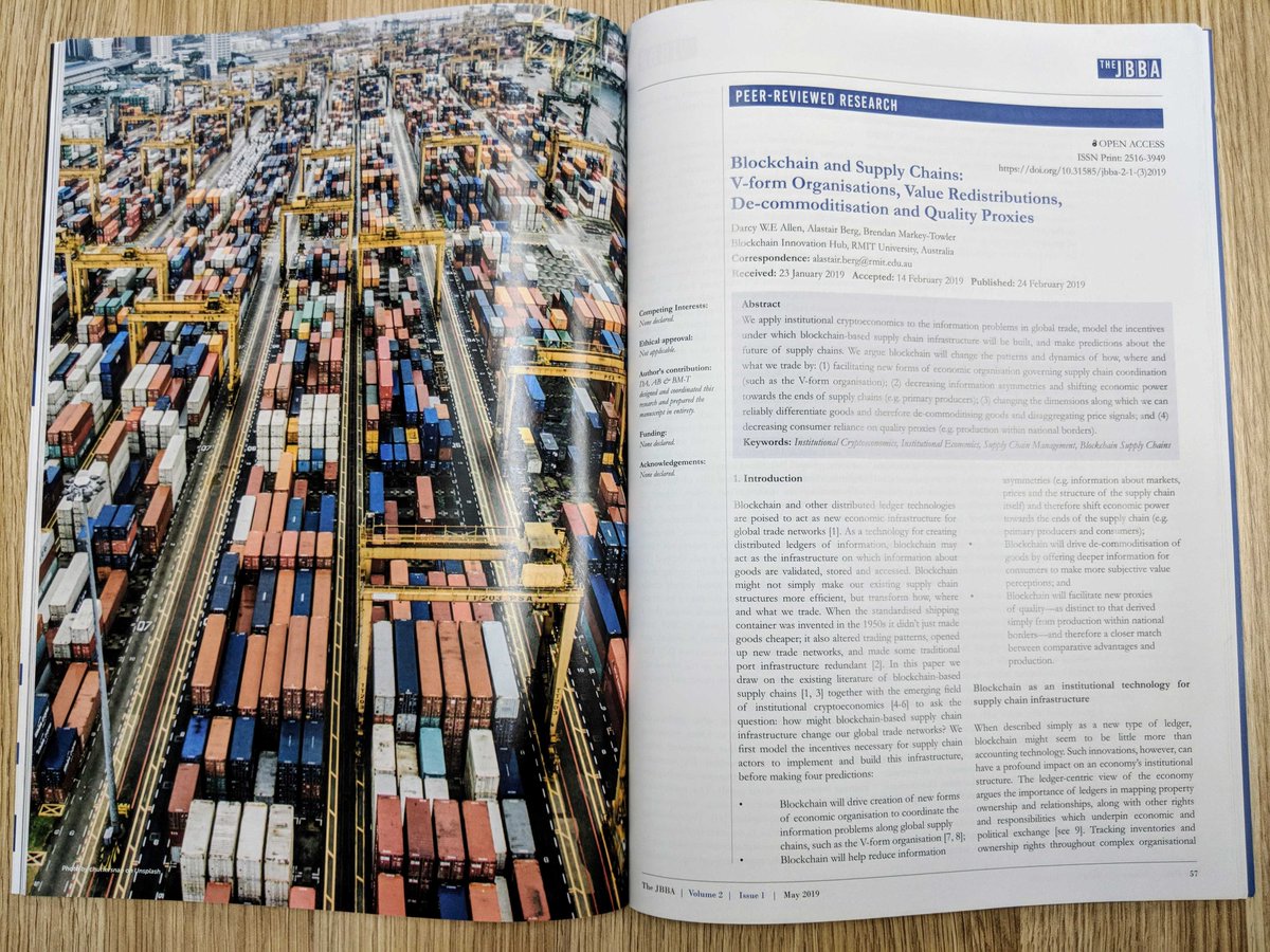 DrDarcyAllen's tweet photo. Latest paper in print in the Journal of the British Blockchain Association (@Brit_blockchain) with @al_lloyd_berg @B_MarkeyTowler on blockchain supply chains. Read it here: https://t.co/fhpnZn2ttS https://t.co/ChVHi90193