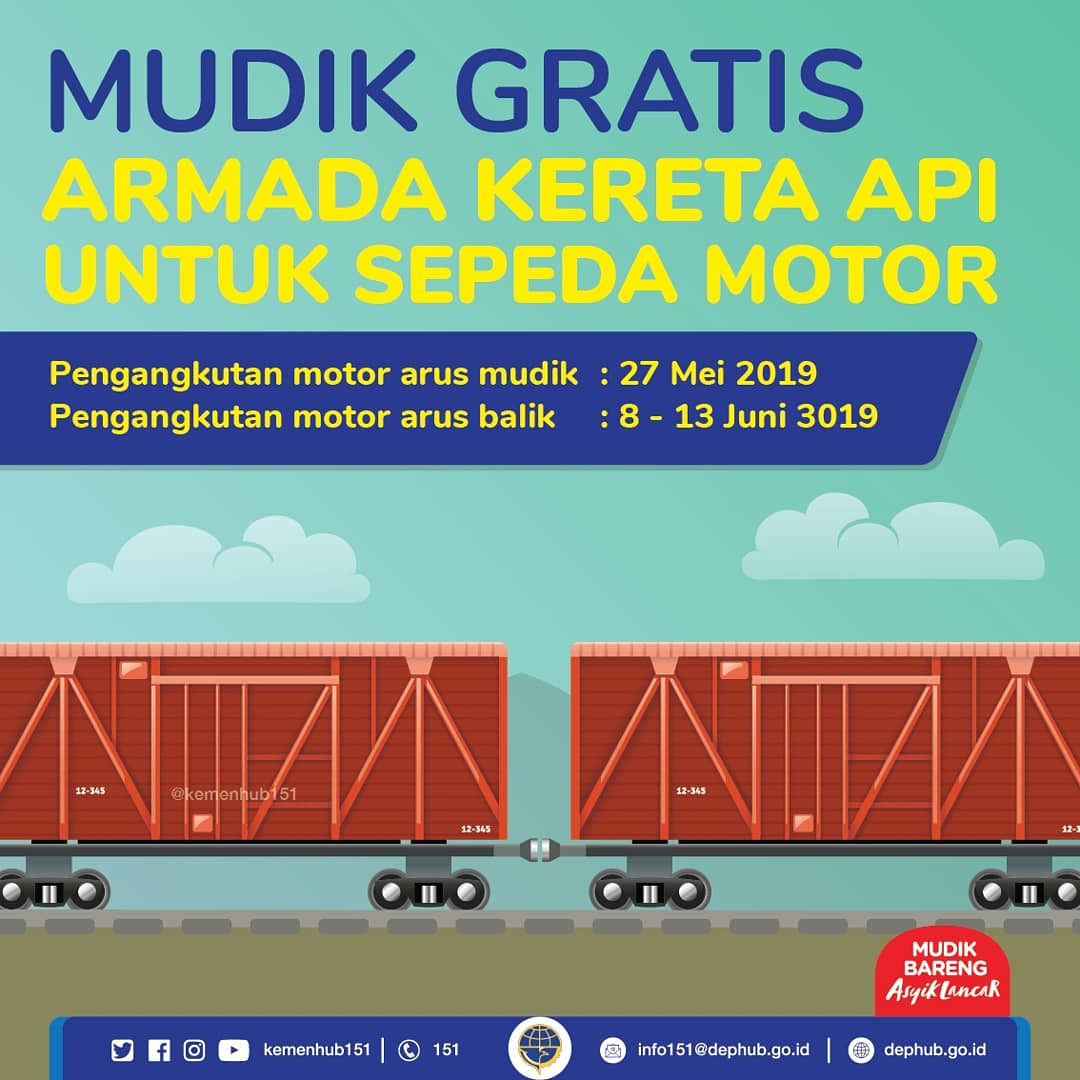 kemenhub151's tweet photo. Siapa nih #KawulaModa yang ikut mudik gratis dari Kemenhub? #MinHub kasih tau bocoran tentang mudik gratis sepeda motor 2019, siapa tahu tahun depan ada yang mau ikut...#MudikBarengAsyikLancar https://t.co/rFI84SizLe