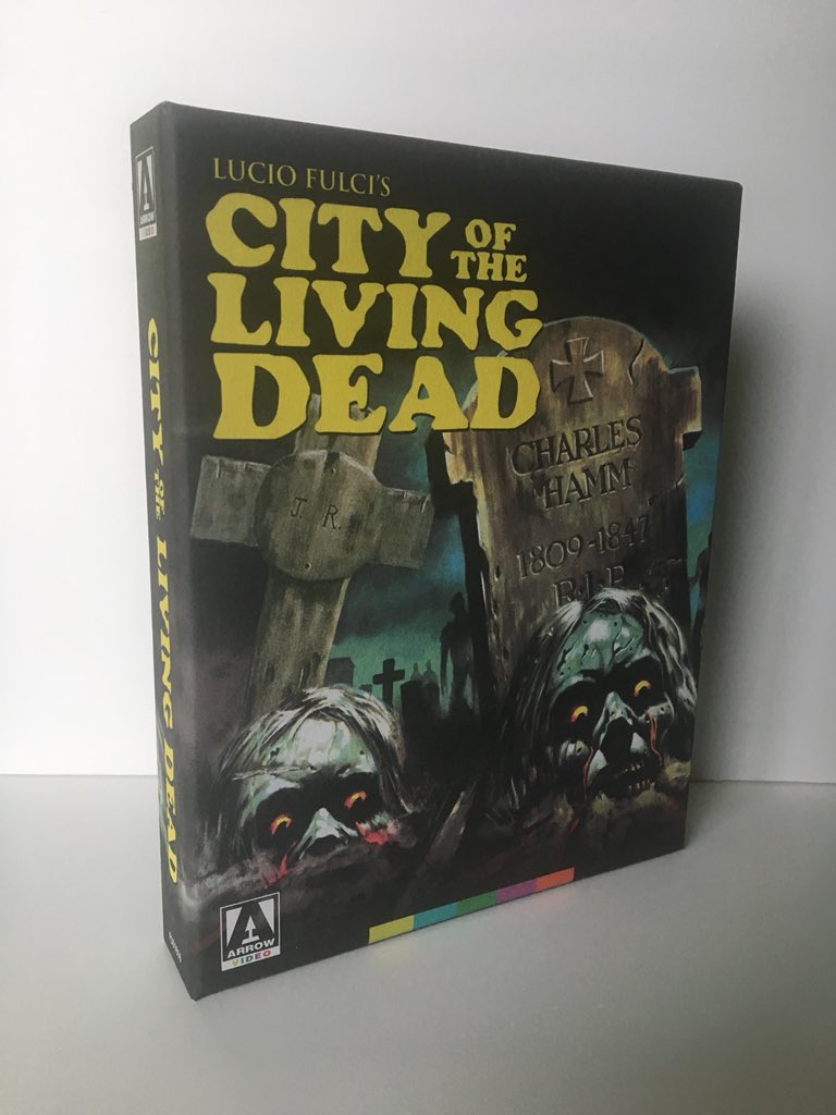 SpitReviews's tweet photo. The epitome of a blood and guts, balls to the wall VHS era throwback. Paper thin story which strings one magnificent set piece to another. Galloping Cadavers!  8/10 #cotld, #cityofthelivingdead, #arrowvideo, #arrow, #review, #fulci, #italianhorror, #luciofulci, #gatesofhell https://t.co/yF05blDeXq