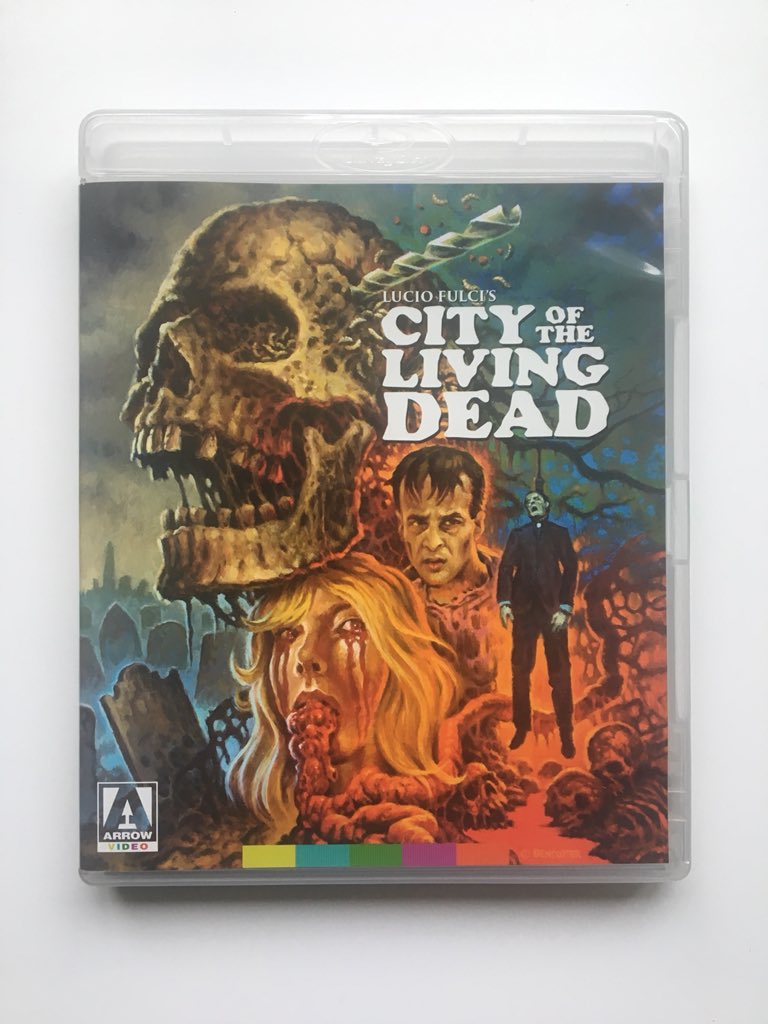 SpitReviews's tweet photo. The epitome of a blood and guts, balls to the wall VHS era throwback. Paper thin story which strings one magnificent set piece to another. Galloping Cadavers!  8/10 #cotld, #cityofthelivingdead, #arrowvideo, #arrow, #review, #fulci, #italianhorror, #luciofulci, #gatesofhell https://t.co/yF05blDeXq