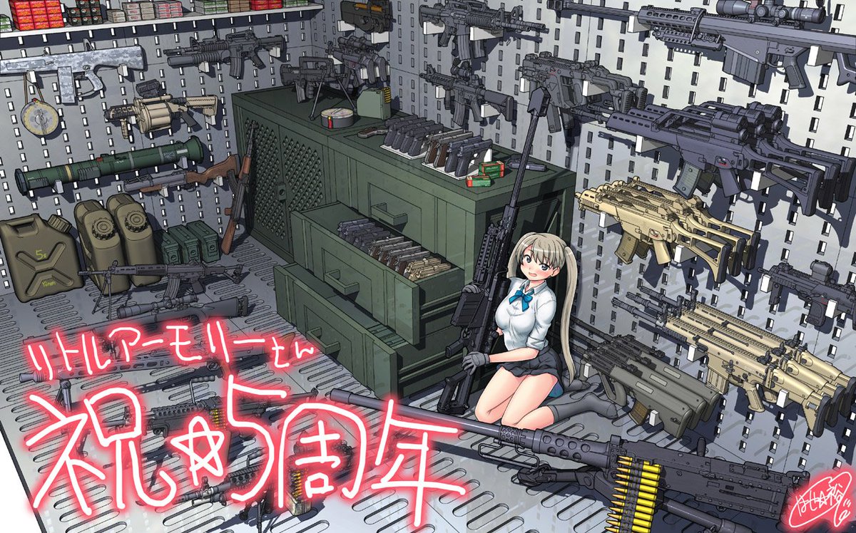 >RT
そんなわけでこないだ描いた色紙が #リトルアーモリー さんちで紹介されてました～。
こちらは趣味で描いたリトアモっ娘ちゃん達です～😊 