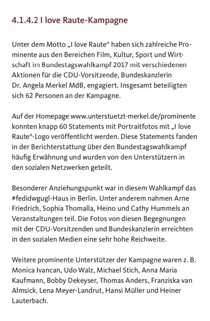 tagesthemen's tweet image. Damals, als sich 60 Prominente zusammengeschlossen haben, um vor der Wahl 2017 einen Wahlaufruf für die CDU zu starten und diesen in sozialen Netzwerken zu teilen...

(Aus dem Bundesgeschäftsbericht 2018 der @CDU) #Zensur-Debatte