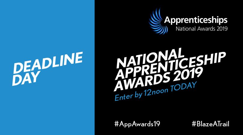 Apprenticeships's tweet image. Today is the last chance to submit your #AppAwards19 application. Please complete by 12 noon. Good luck to all of the #apprentices; #apprentice employers &amp;amp; those who champion apprenticeships in this years awards.
appawards.co.uk