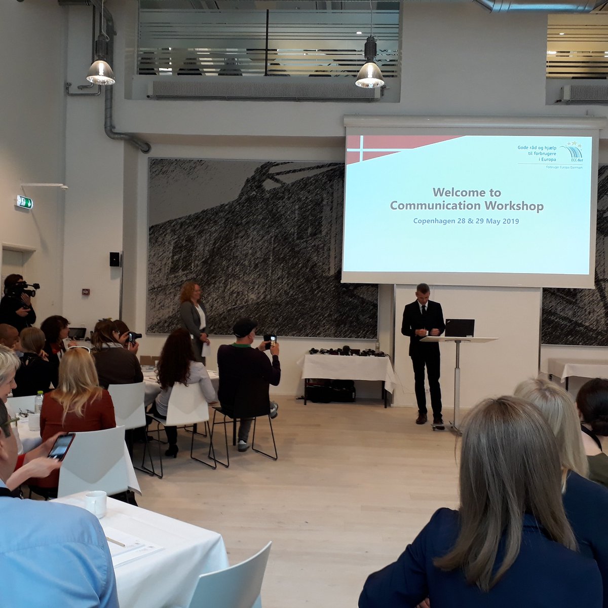 ECCFrance's tweet photo. All directors and communication officers from the 30 ECCs in Europe are today and tomorrow in Copenhagen for a exciting ECC-Net communication workshop 2019 about " Film with your smartphone " with @MatthiasSuessen
#ECC_web https://t.co/dINtgDLd0j