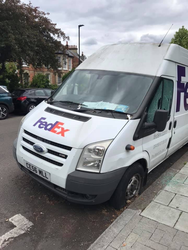 terka_acton's tweet photo. @FedEx can you help? One of your vehicles has been abandoned in London SE27 9HR for over a year. No tax/MOT. Now has a broken window - H&amp;S risk. @lambeth_council and @DVLAgovuk have been informed by many residents but no action. Could you please look into it? Thank you! https://t.co/PmJh1iva0z