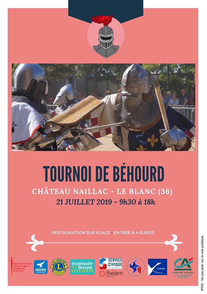 CheminsG100's tweet photo. Nous sommes ravis de vous présenter l'affiche officielle du tournoi de béhourd 2019. Rendez-vous le 21 Juillet dans la cour du château Naillac du Blanc (36) ! 

N'hésitez pas à partager cette affiche et à inviter vos amis à l'évènement. 

#Berry #Béhourd #Chevalier #Armure https://t.co/LmTVyD4uWO